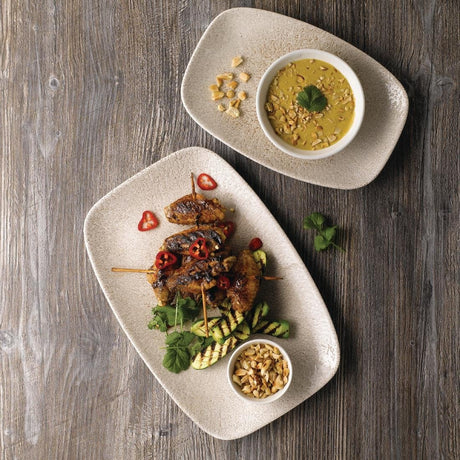 Churchill Raku Oblong Chef Plates Agate Grey 199 x 300mm (Pack of 6) - DF905 Plates Churchill