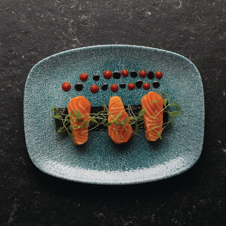 Churchill Raku Oblong Chef Plates Jade Green 157 x 237mm (Pack of 12) - DF914 Plates Churchill
