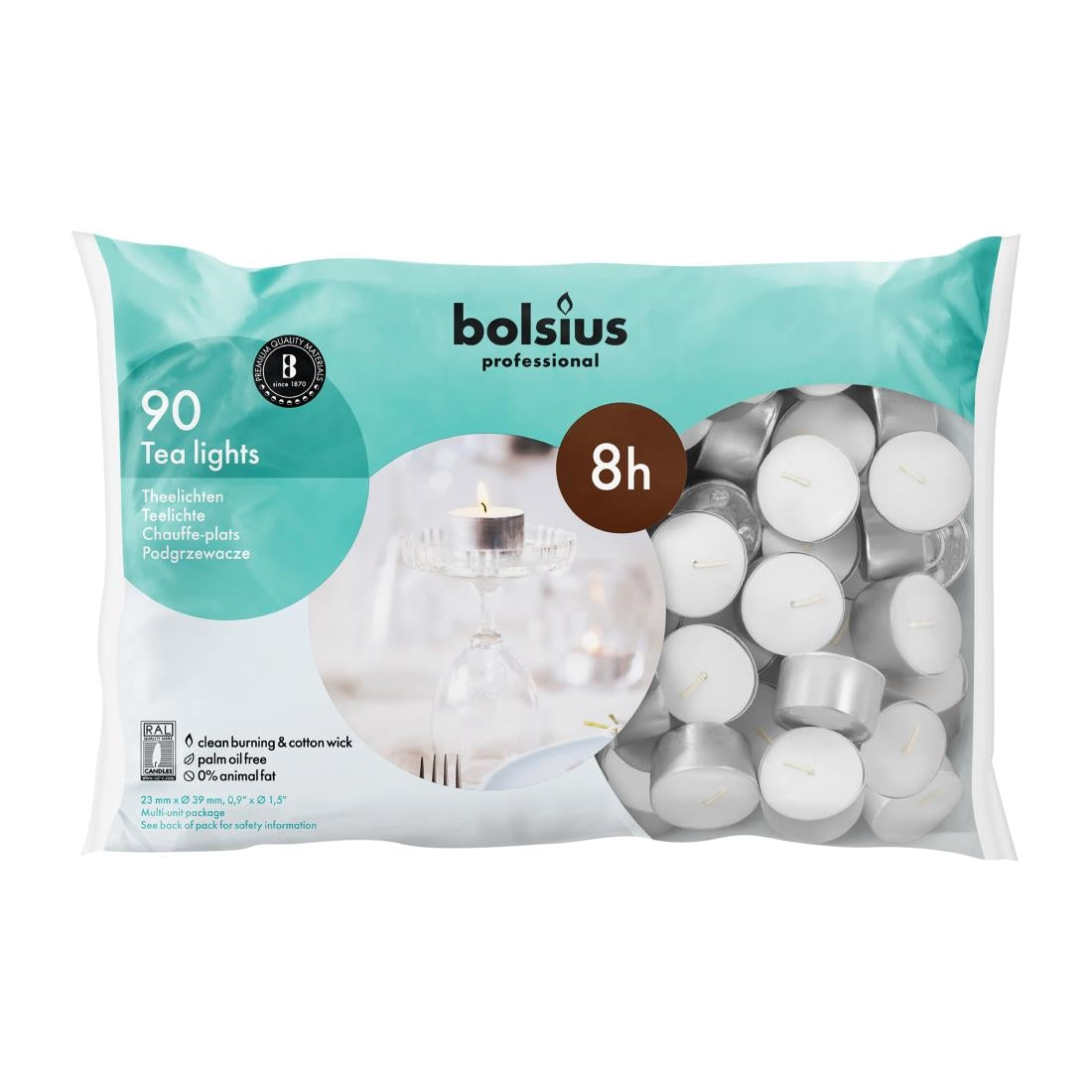 Bolsius Professional 8 Hour Tealights (Pack of 90) - DJ759  Bolsius   