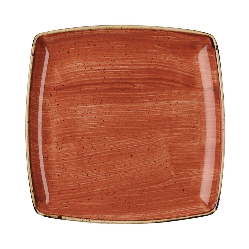 Churchill Stonecast Deep Square Plate Spiced Orange 260mm (Pack of 6) - DK546 Plates Churchill