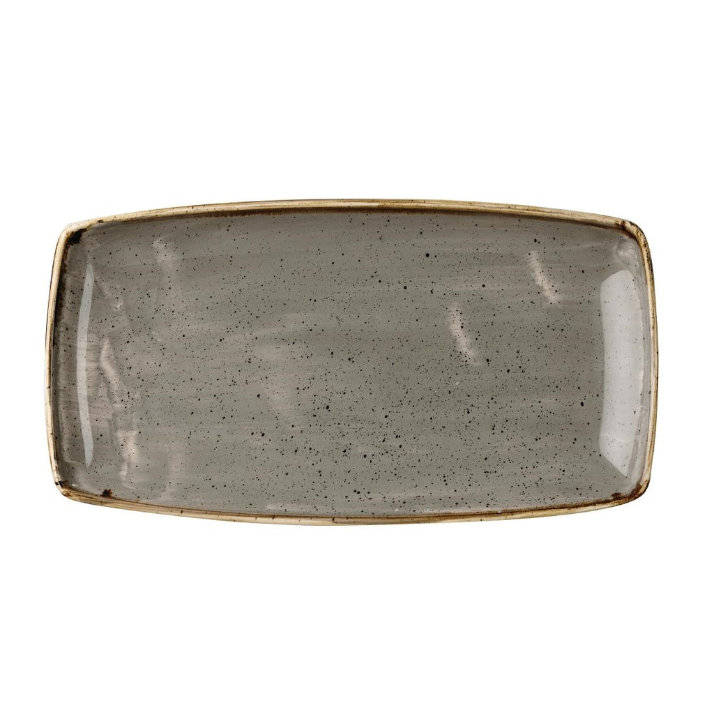 Churchill Stonecast Rectangular Plate Peppercorn Grey 350 x 185mm (Pack of 6) - DK561 Plates Churchill