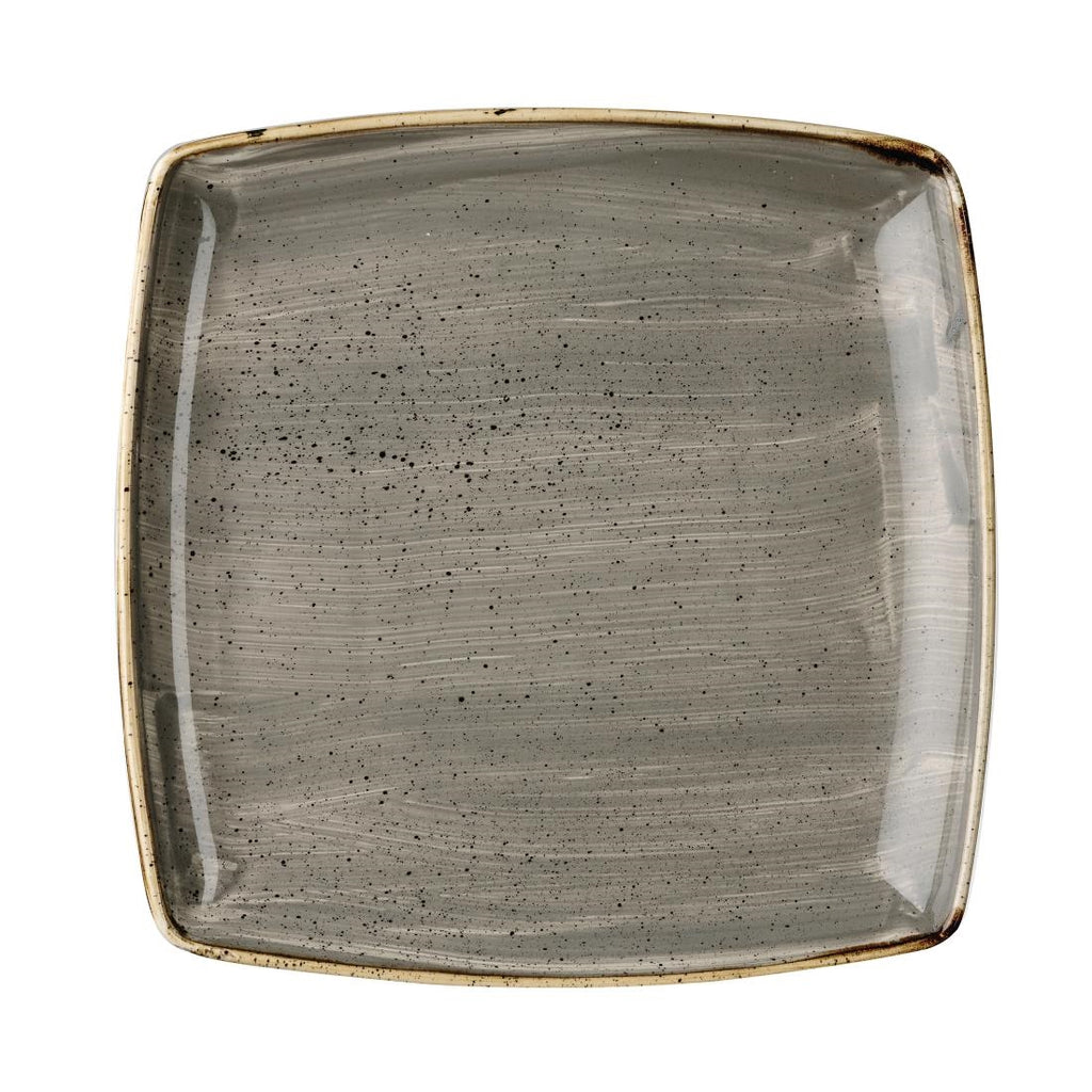 Churchill Stonecast Deep Square Plate Peppercorn Grey 260mm (Pack of 6) - DK563 Plates Churchill