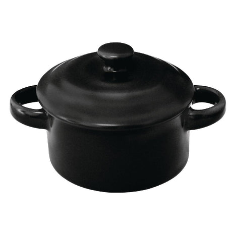 Olympia Mini Round Pots Black 142ml 5oz (Pack of 4) - DK820 Olympia Crockery Olympia   