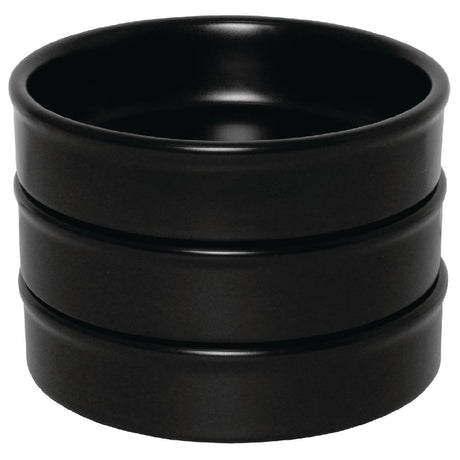 Olympia Mediterranean Stackable Dishes Black 102mm (Pack of 6) - DK832 Olympia Crockery Olympia   