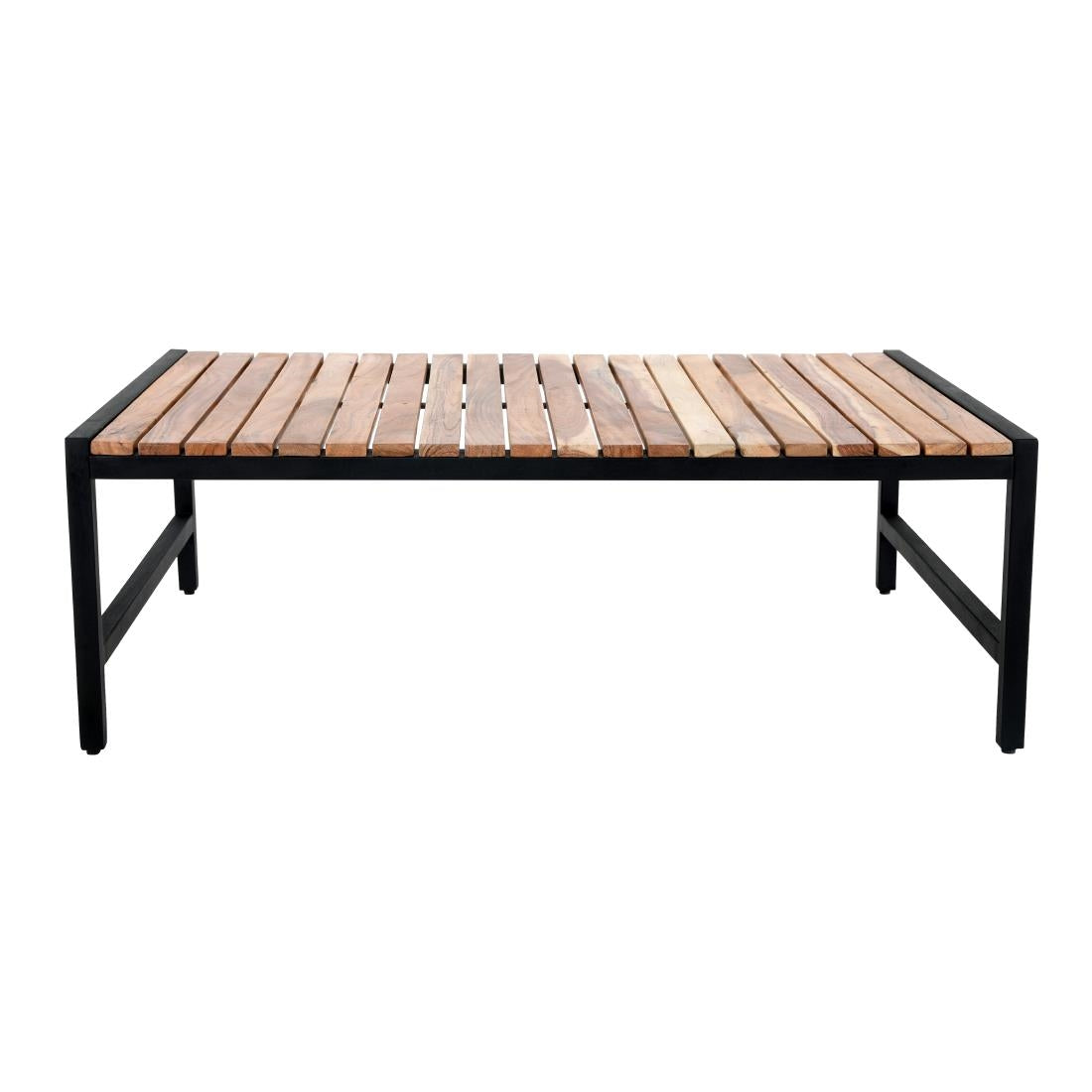 Bolero Steel and Acacia Low Coffee Table 1200x800mm - DK903 Wooden Tables Bolero   