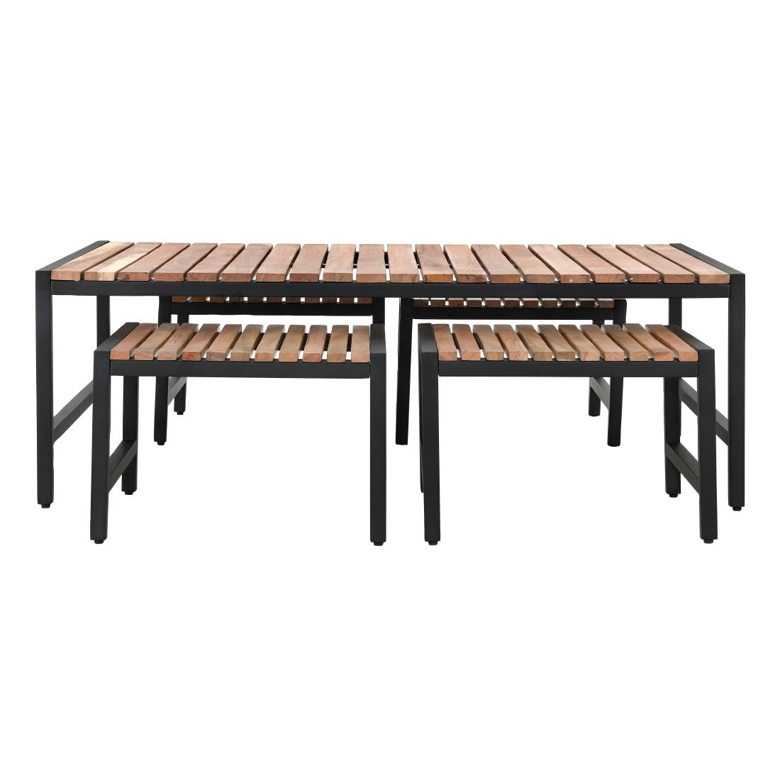 Bolero Steel and Acacia Low Coffee Table 1200x800mm - DK903 Wooden Tables Bolero   