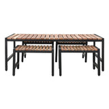 Bolero Steel and Acacia Low Coffee Table 1200x800mm - DK903 Wooden Tables Bolero   