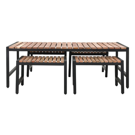 Bolero Steel and Acacia Low Coffee Table 1200x800mm - DK903 Wooden Tables Bolero   