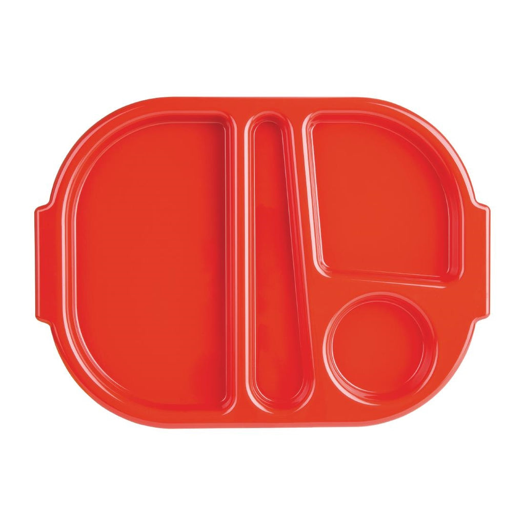 Olympia Kristallon Large Polycarbonate Compartment Food Trays Red 374mm - U037 Melamine and Polycarbonate Olympia   