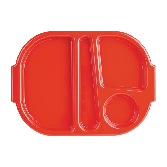 Olympia Kristallon Large Polycarbonate Compartment Food Trays Red 374mm - U037 Melamine and Polycarbonate Olympia   