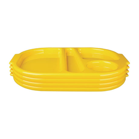 Olympia Kristallon Small Polycarbonate Compartment Food Trays Yellow 321mm - DL127 Melamine and Polycarbonate Olympia   