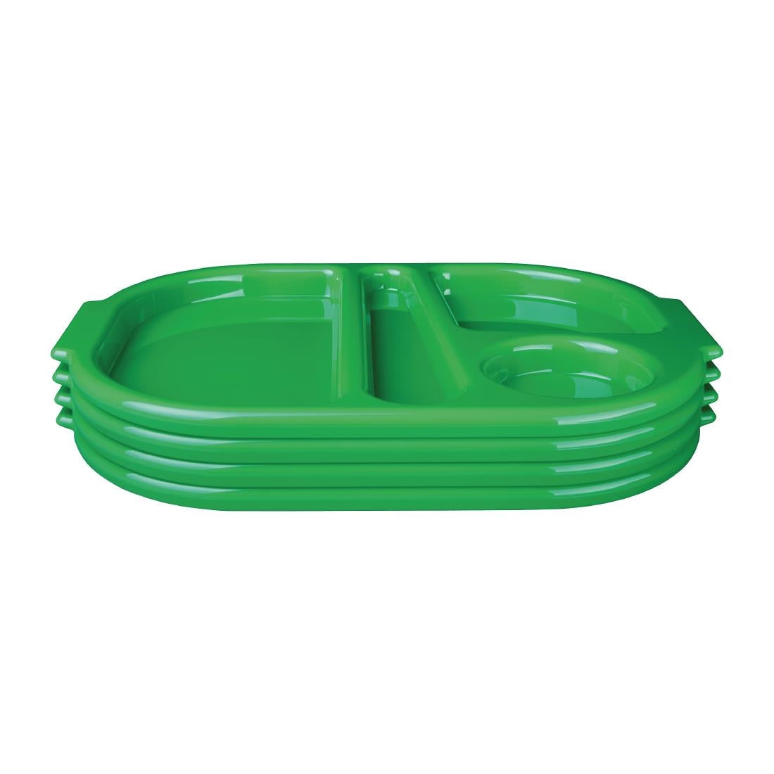 Olympia Kristallon Small Polycarbonate Compartment Food Trays Green 321mm - DL128 Melamine and Polycarbonate Olympia   