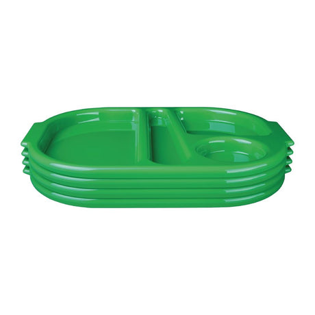 Olympia Kristallon Small Polycarbonate Compartment Food Trays Green 321mm - DL128 Melamine and Polycarbonate Olympia   
