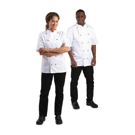 Whites Chicago Unisex Chefs Jacket Short Sleeve White 2XL - DL711-XXL Whites Chef Jackets and Tunics Whites Chefs Clothing   