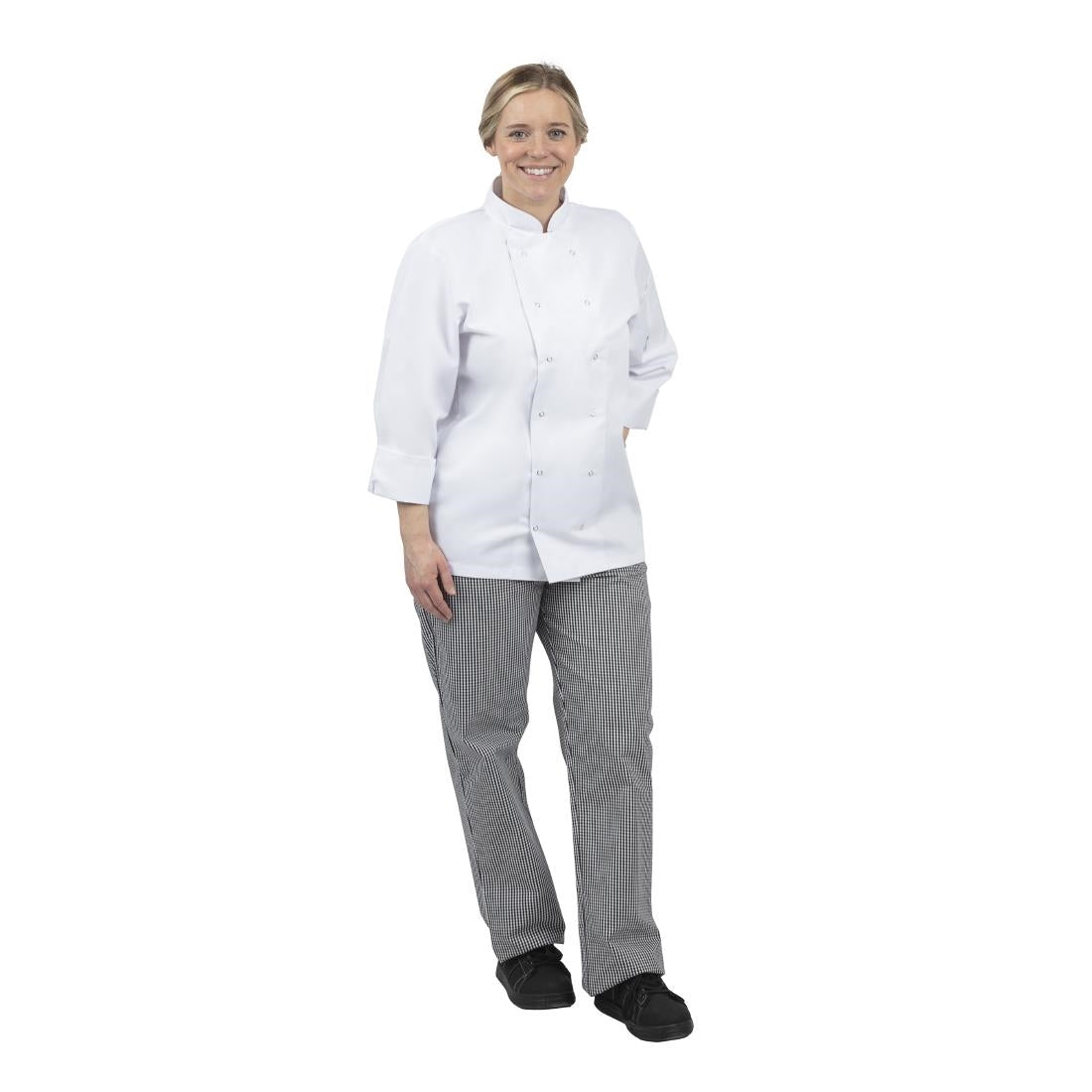 Whites Unisex Vegas Chefs Trousers Black and White Check L - DL712-L Whites Chef Trousers Whites Chefs Clothing   