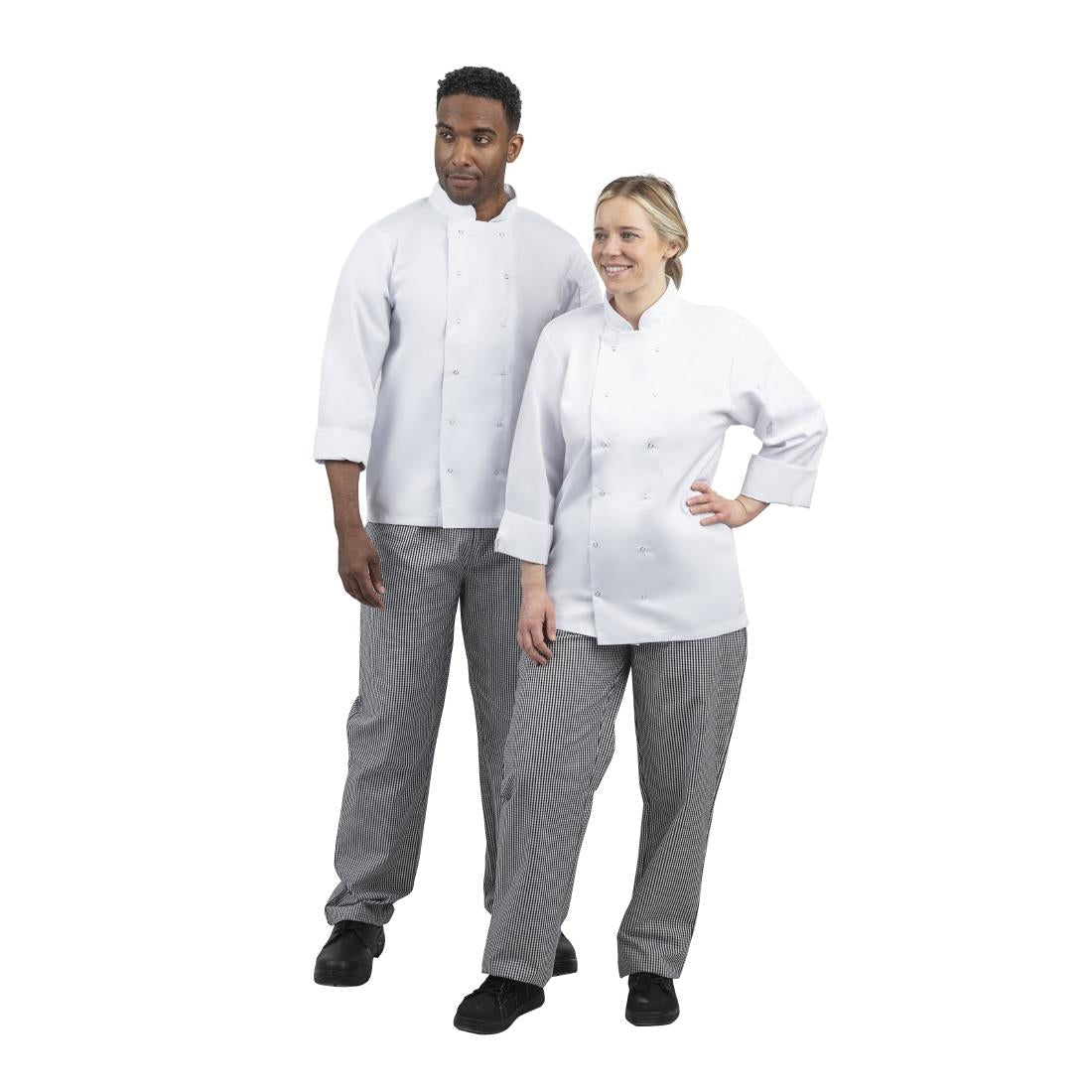 Whites Unisex Vegas Chefs Trousers Black and White Check L - DL712-L Whites Chef Trousers Whites Chefs Clothing   