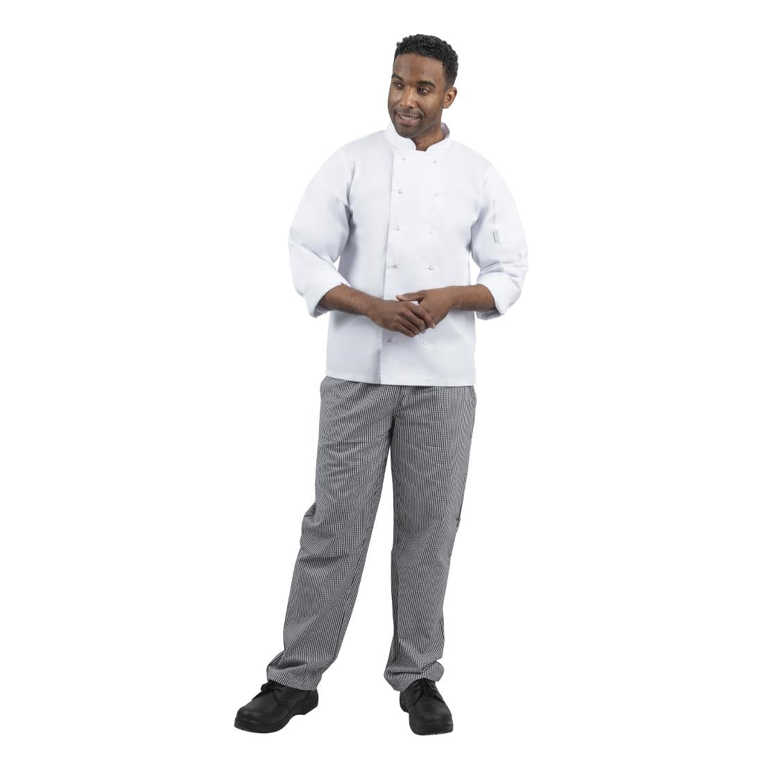 Whites Unisex Vegas Chefs Trousers Black and White Check L - DL712-L Whites Chef Trousers Whites Chefs Clothing   