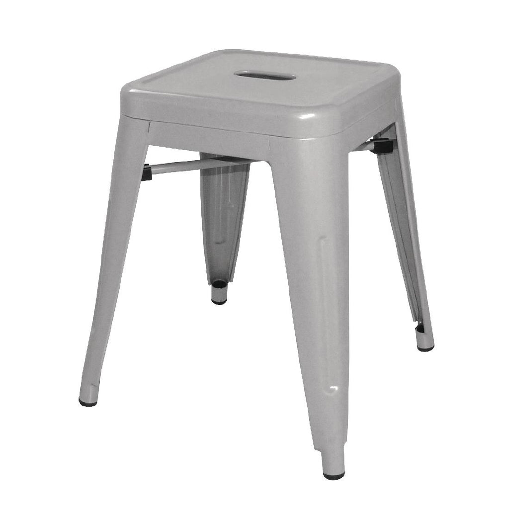 Bolero Bistro Galvanised Steel Low Stool (Pack of 4) - DL875 Metal Bar Stools Bolero   