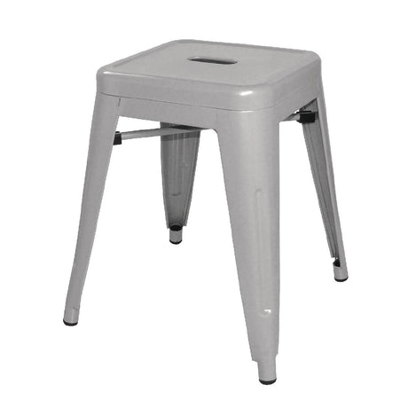 Bolero Bistro Galvanised Steel Low Stool (Pack of 4) - DL875 Metal Bar Stools Bolero   