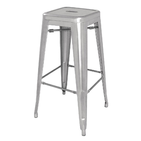 Bolero Bistro Galvanised Steel High Stool (Pack of 4) - DL876 Metal Bar Stools Bolero   