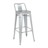 Bolero Bistro Galvanised Steel High Stool with Backrest (Pack of 4) - DL877 Metal Bar Stools Bolero   