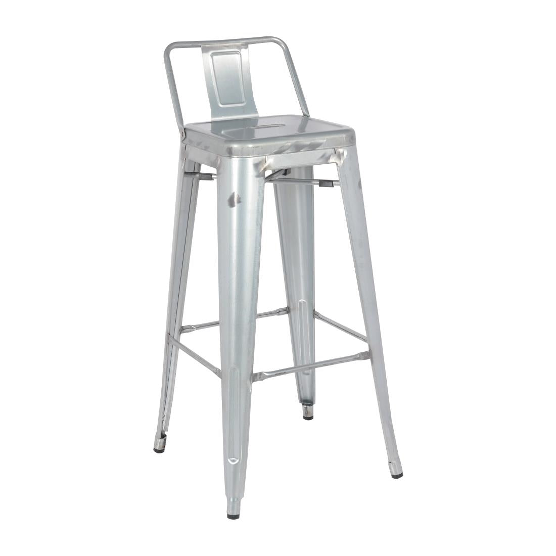 Bolero Bistro Galvanised Steel High Stool with Backrest (Pack of 4) - DL877 Metal Bar Stools Bolero   