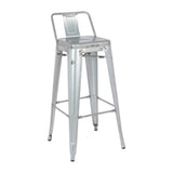 Bolero Bistro Galvanised Steel High Stool with Backrest (Pack of 4) - DL877 Metal Bar Stools Bolero   
