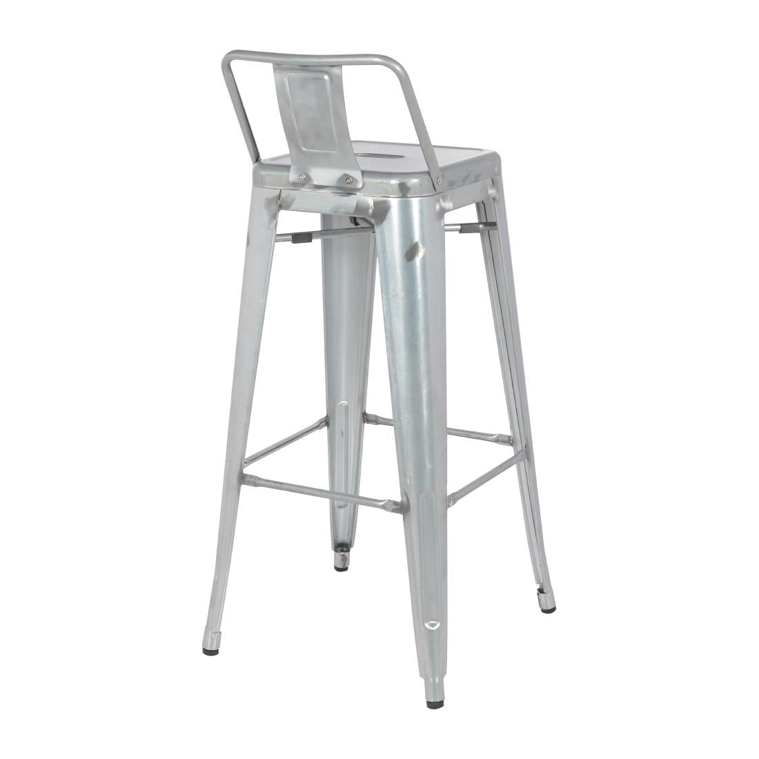 Bolero Bistro Galvanised Steel High Stool with Backrest (Pack of 4) - DL877 Metal Bar Stools Bolero   