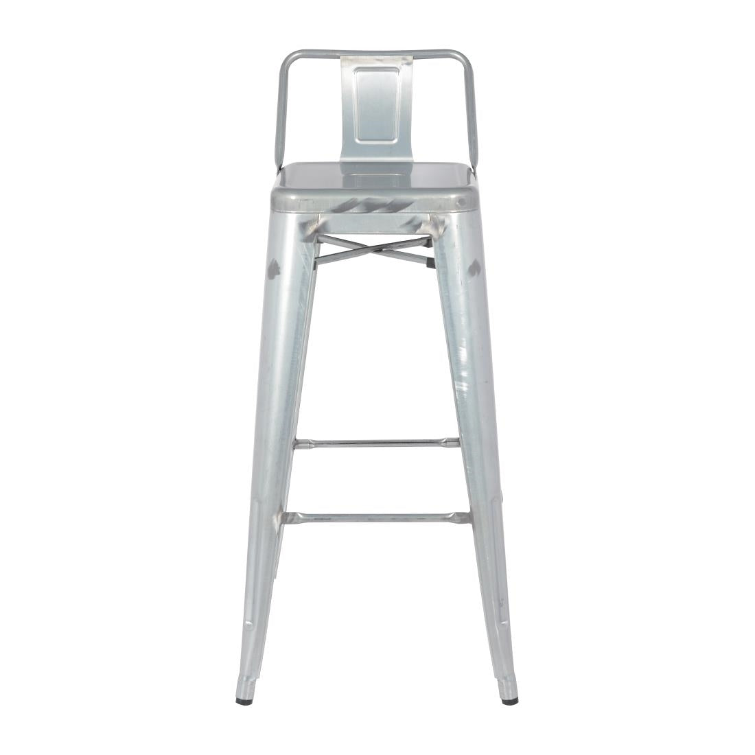 Bolero Bistro Galvanised Steel High Stool with Backrest (Pack of 4) - DL877 Metal Bar Stools Bolero   