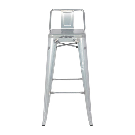 Bolero Bistro Galvanised Steel High Stool with Backrest (Pack of 4) - DL877 Metal Bar Stools Bolero   