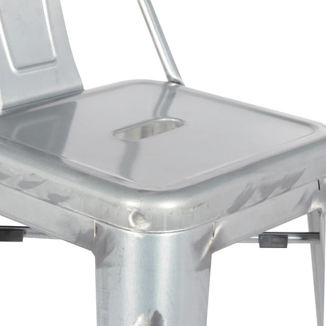Bolero Bistro Galvanised Steel High Stool with Backrest (Pack of 4) - DL877 Metal Bar Stools Bolero   