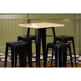 Bolero Bistro Bar Table with Wooden Top Black - FB595 Steel Tables Bolero   