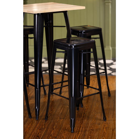 Bolero Bistro Bar Table with Wooden Top Black - FB595 Steel Tables Bolero   