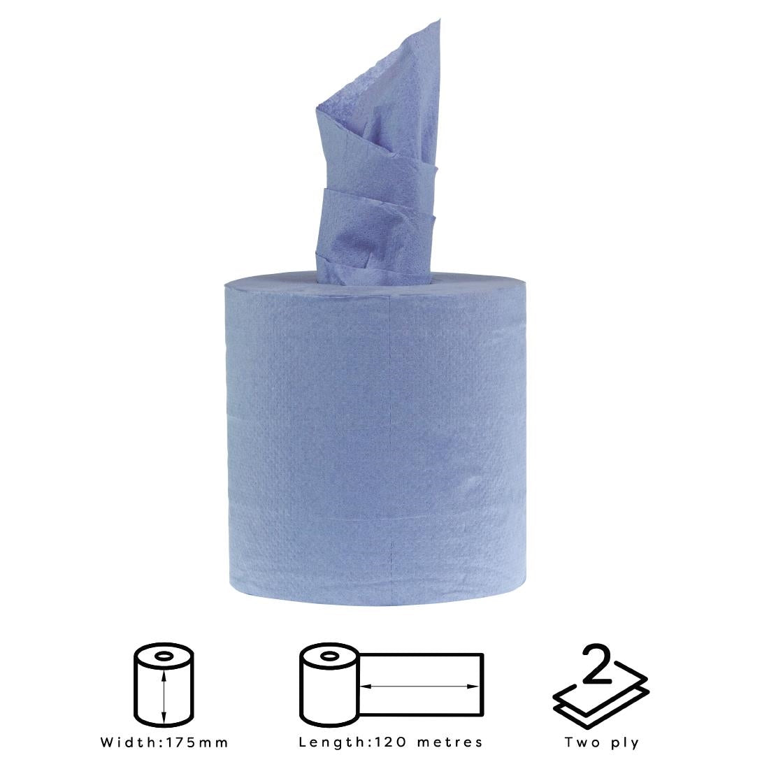 Jantex Centrefeed Blue Rolls 2-Ply 120m (Pack of 6) - DL921  Jantex   