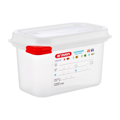 Araven Polypropylene 1/9 Gastronorm Food Storage Container 1Ltr (Pack of 4) - DL979  Araven   