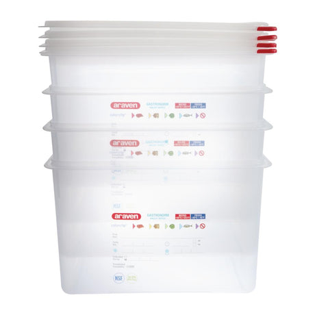 Araven Polypropylene 1/1 Gastronorm Food Storage Box 28Ltr (Pack of 4) - DL984  Araven   