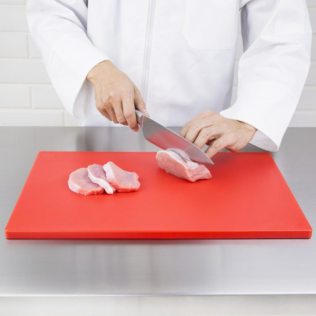 Hygiplas Thick Low Density Red Chopping Board 450x300x20mm - DM004  Hygiplas   