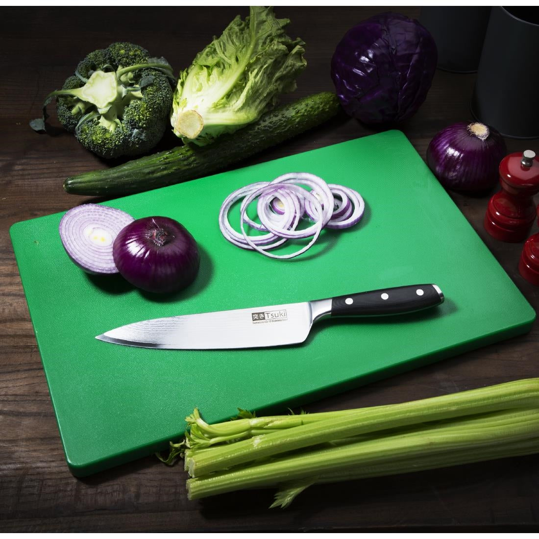 Hygiplas Thick Low Density Green Chopping Board 450x300x20mm - DM006  Hygiplas   