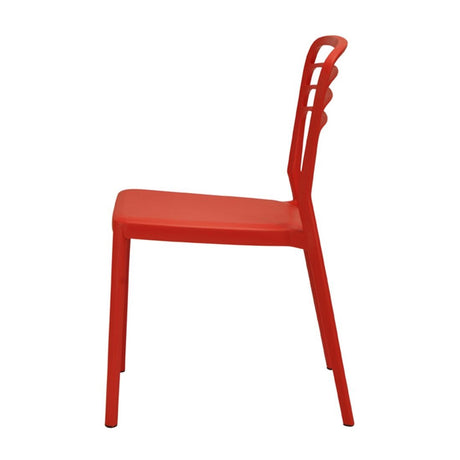 Newquay Ocean Plastic Outdoor Chair in Red (Pack of 4) - DM087 Plastic Chairs Everyday   