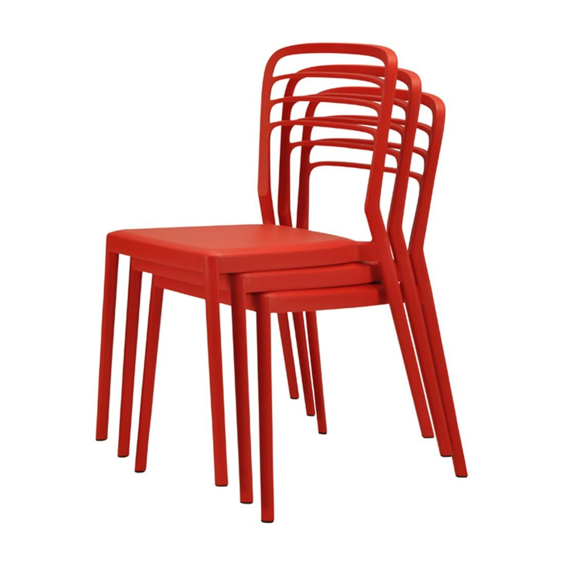 Newquay Ocean Plastic Outdoor Chair in Red (Pack of 4) - DM087 Plastic Chairs Everyday   