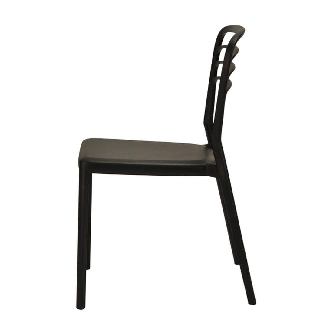 Newquay Ocean Plastic Outdoor Chair in Black (Pack of 4) - DM088 Plastic Chairs Everyday   