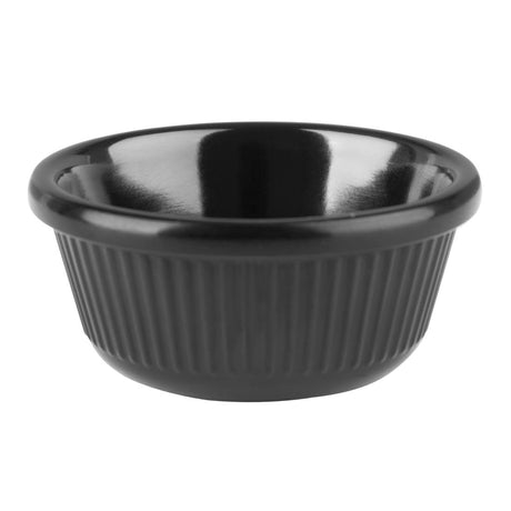 Olympia Kristallon Melamine Fluted Ramekins Black 57mm (Pack of 12) - DM162 Melamine and Polycarbonate Olympia   