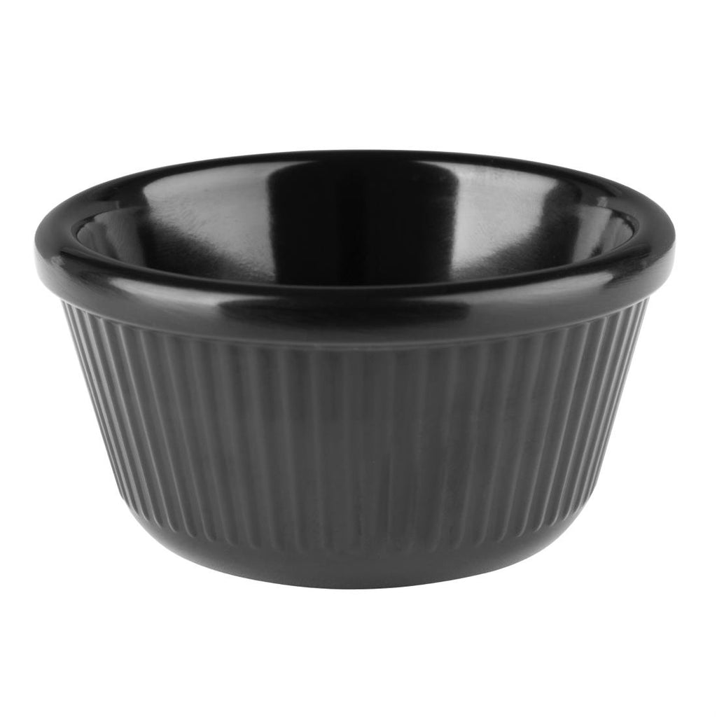 Olympia Kristallon Melamine Fluted Ramekins Black 76mm (Pack of 12) - DM164 Melamine and Polycarbonate Olympia   
