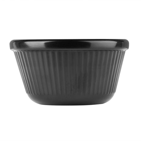 Olympia Kristallon Melamine Fluted Ramekins Black 76mm (Pack of 12) - DM164 Melamine and Polycarbonate Olympia   
