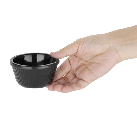 Olympia Kristallon Melamine Fluted Ramekins Black 89mm (Pack of 12) - DM165 Melamine and Polycarbonate Olympia   