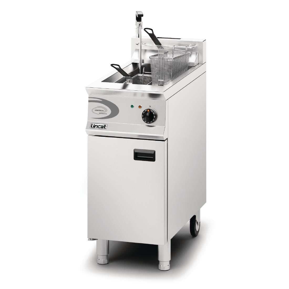 Lincat Vortech Single Tank Twin Basket Free Standing Natural Gas Filtration Fryer OG8115/OP - DM541-N Freestanding Gas Fyers Lincat