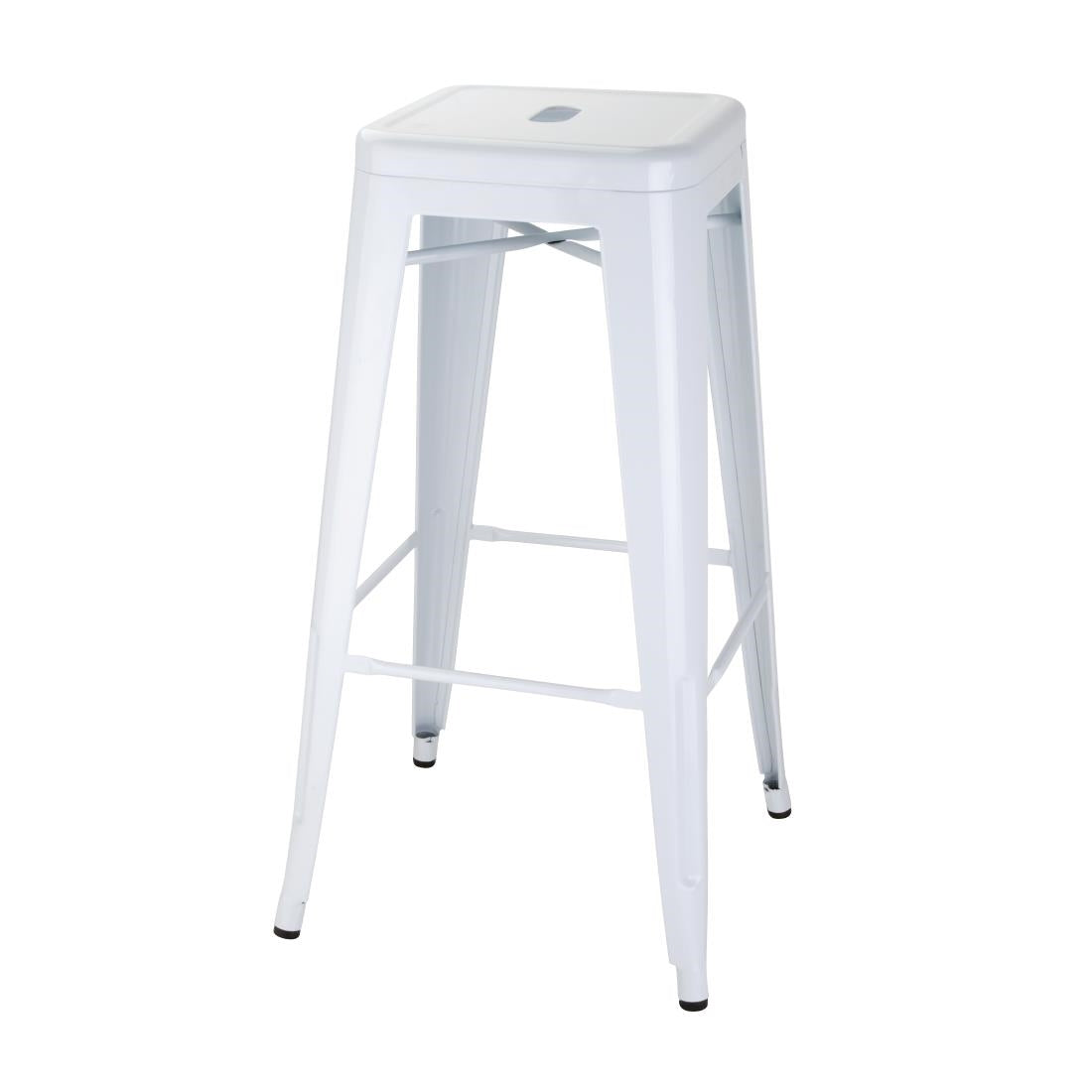 Bolero Bistro Galvanised Steel High Stools White (Pack of 4) - DM763 Metal Bar Stools Bolero   
