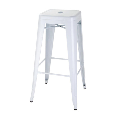 Bolero Bistro Galvanised Steel High Stools White (Pack of 4) - DM763 Metal Bar Stools Bolero   