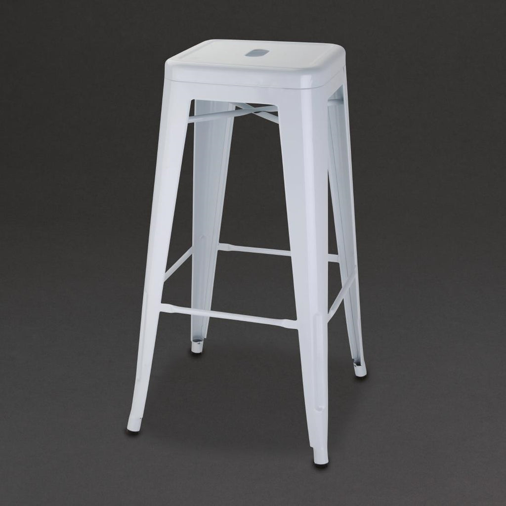 Bolero Bistro Galvanised Steel High Stools White (Pack of 4) - DM763 Metal Bar Stools Bolero   