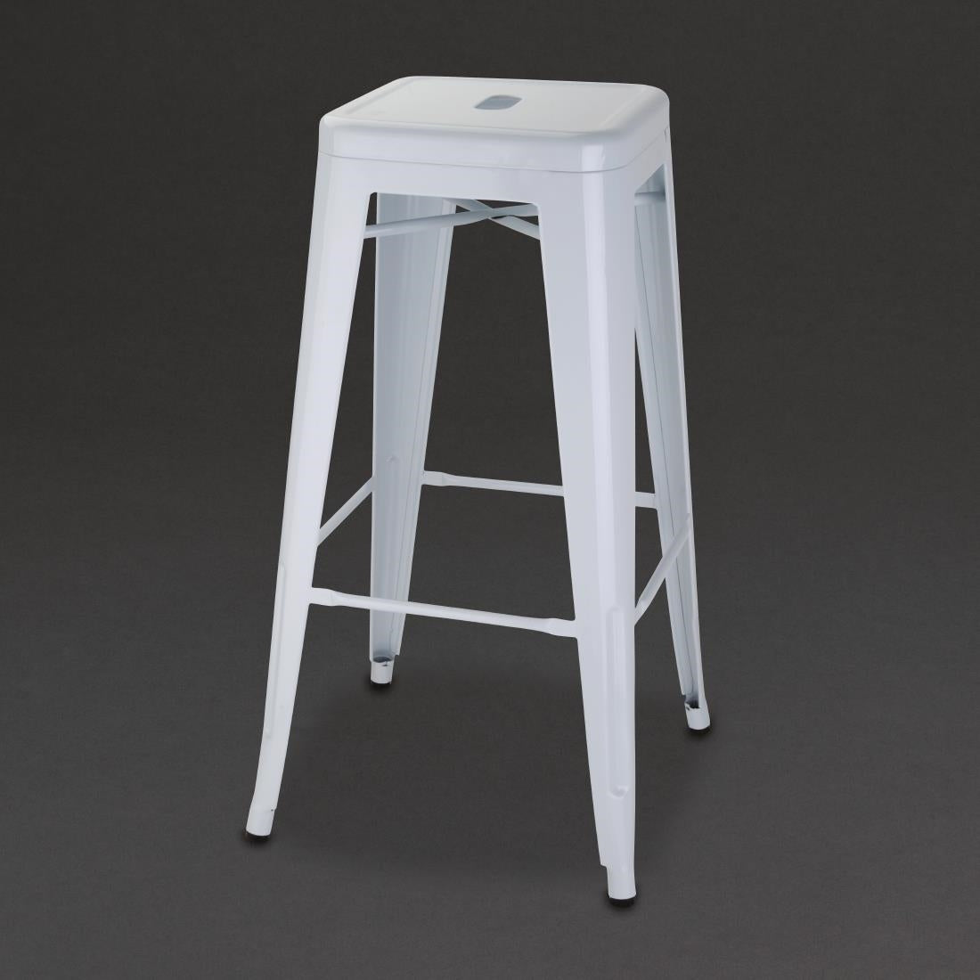 Bolero Bistro Galvanised Steel High Stools White (Pack of 4) - DM763 Metal Bar Stools Bolero   